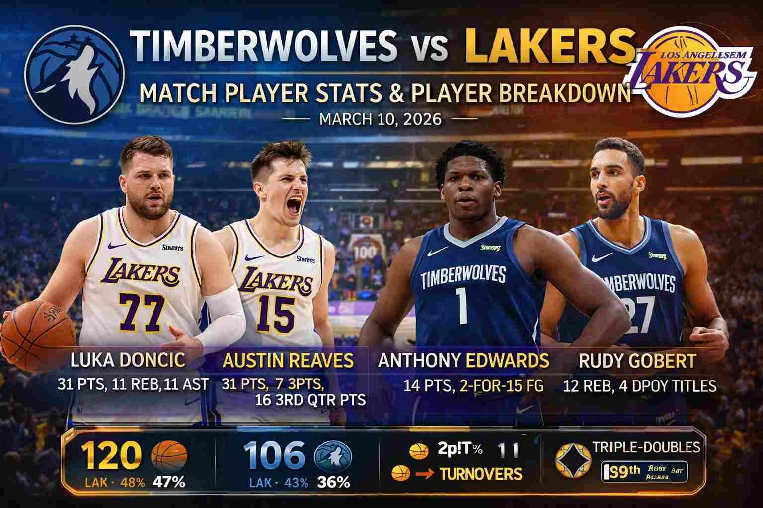 Timberwolves vs Lakers Match Player Stats